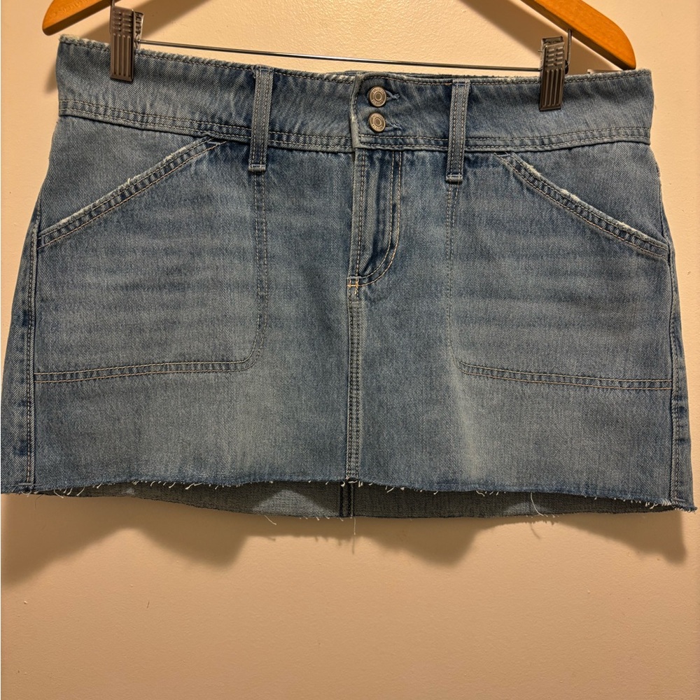 Hollister Light Blue Denim Mini Skirt